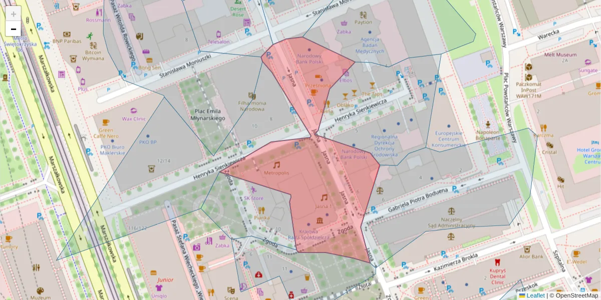 Szczegółowa mapa kodu pocztowego 00-013 z granicami, sąsiednimi kodami pocztowymi i urzędami pocztowymi