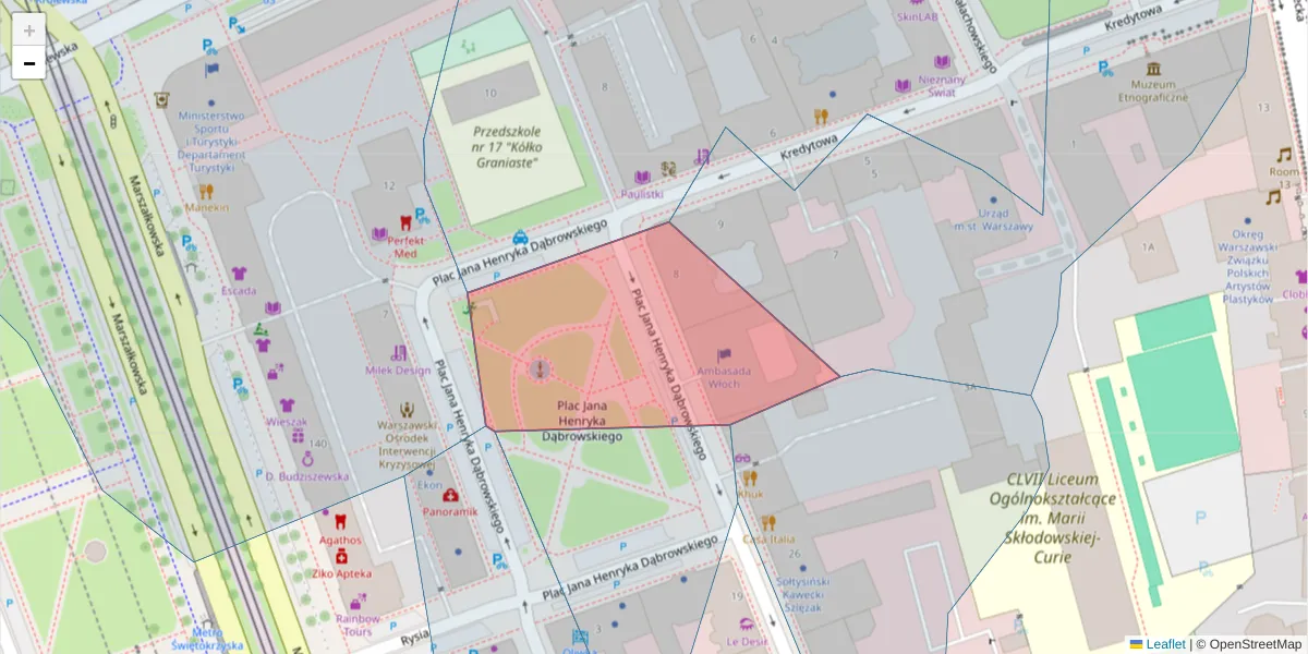Szczegółowa mapa kodu pocztowego 00-055 z granicami, sąsiednimi kodami pocztowymi i urzędami pocztowymi