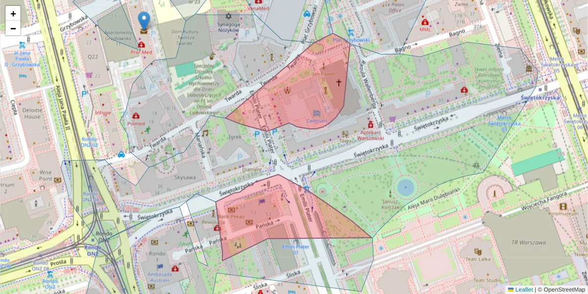 Szczegółowa mapa kodu pocztowego 00-113 z granicami, sąsiednimi kodami pocztowymi i urzędami pocztowymi