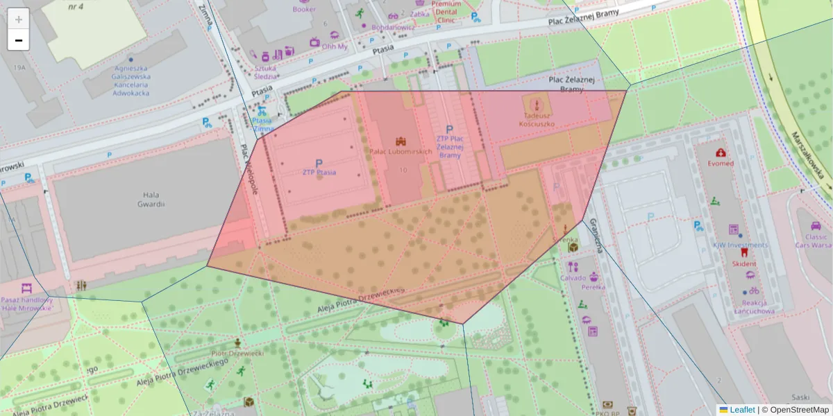 Szczegółowa mapa kodu pocztowego 00-136 z granicami, sąsiednimi kodami pocztowymi i urzędami pocztowymi