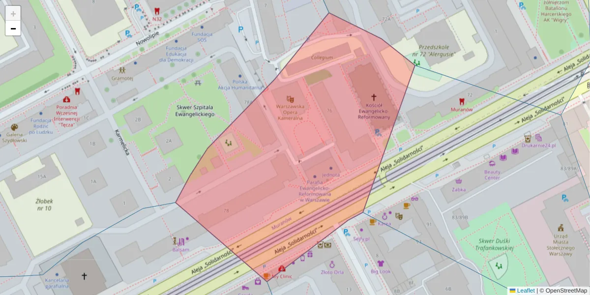 Szczegółowa mapa kodu pocztowego 00-145 z granicami, sąsiednimi kodami pocztowymi i urzędami pocztowymi
