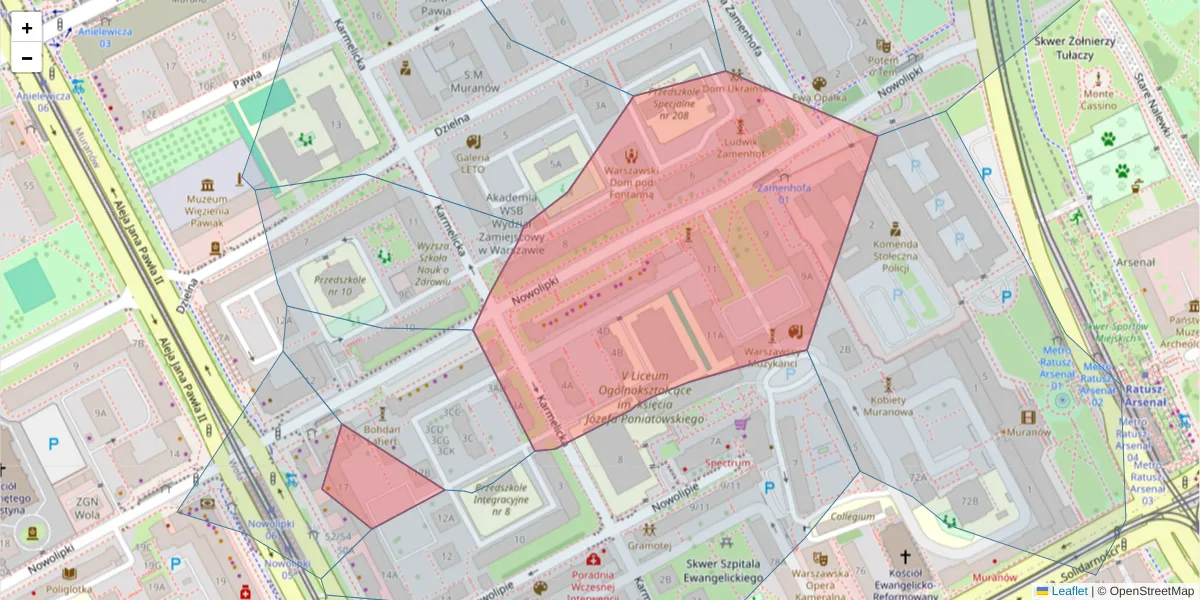 Szczegółowa mapa kodu pocztowego 00-151 z granicami, sąsiednimi kodami pocztowymi i urzędami pocztowymi