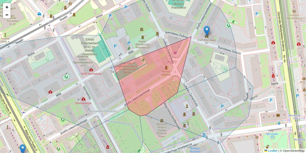 Szczegółowa mapa kodu pocztowego 00-190 z granicami, sąsiednimi kodami pocztowymi i urzędami pocztowymi