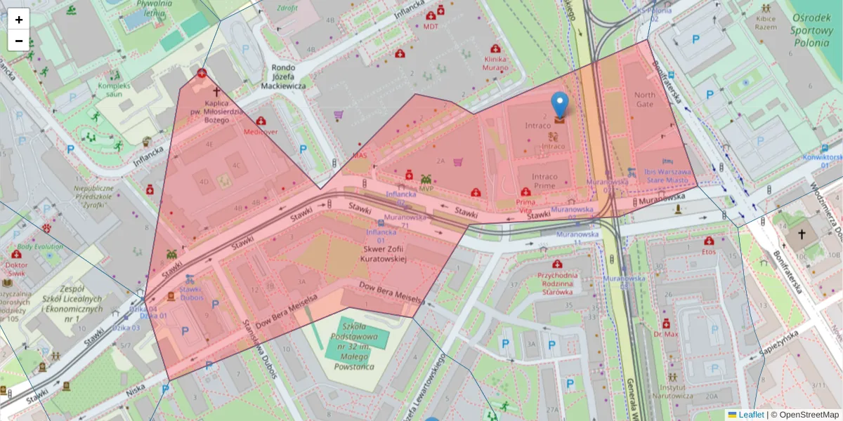Szczegółowa mapa kodu pocztowego 00-193 z granicami, sąsiednimi kodami pocztowymi i urzędami pocztowymi
