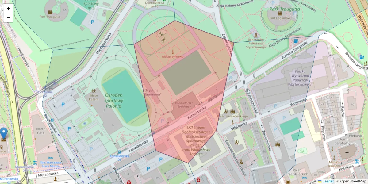 Szczegółowa mapa kodu pocztowego 00-217 z granicami, sąsiednimi kodami pocztowymi i urzędami pocztowymi