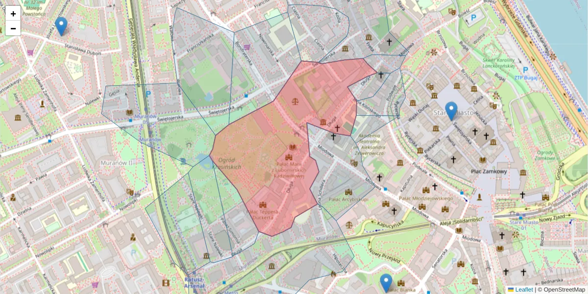 Szczegółowa mapa kodu pocztowego 00-238 z granicami, sąsiednimi kodami pocztowymi i urzędami pocztowymi