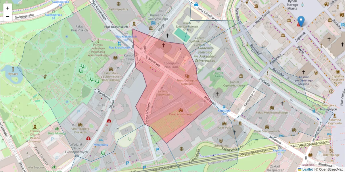 Szczegółowa mapa kodu pocztowego 00-246 z granicami, sąsiednimi kodami pocztowymi i urzędami pocztowymi