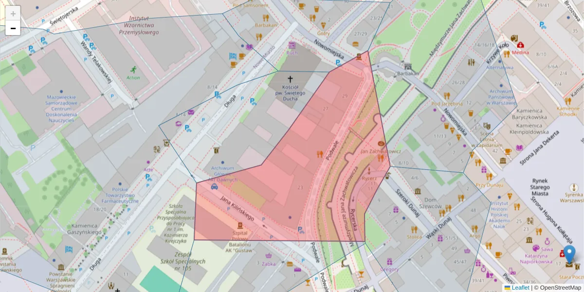 Szczegółowa mapa kodu pocztowego 00-261 z granicami, sąsiednimi kodami pocztowymi i urzędami pocztowymi