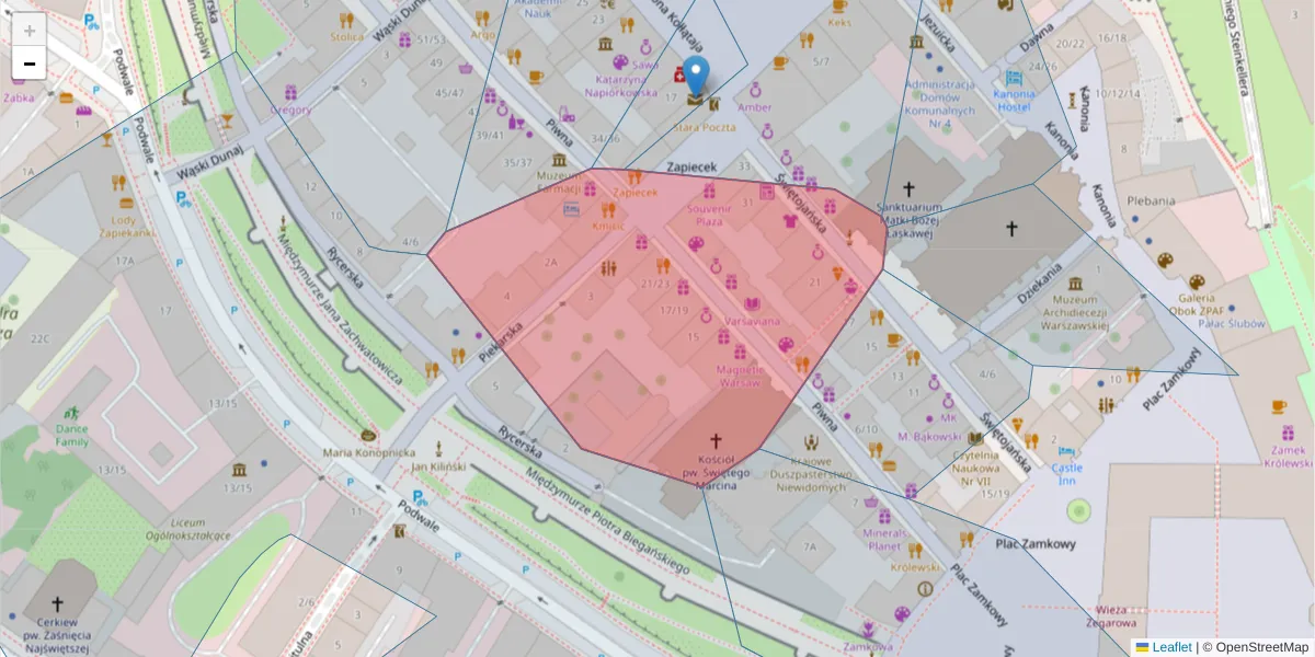 Szczegółowa mapa kodu pocztowego 00-265 z granicami, sąsiednimi kodami pocztowymi i urzędami pocztowymi