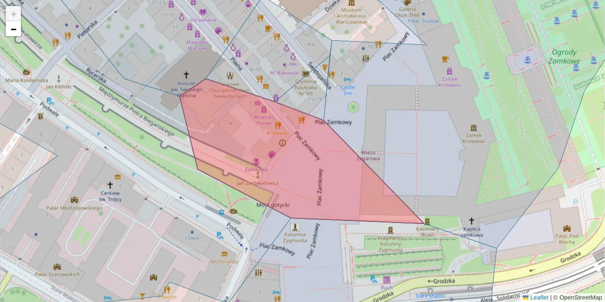 Szczegółowa mapa kodu pocztowego 00-267 z granicami, sąsiednimi kodami pocztowymi i urzędami pocztowymi