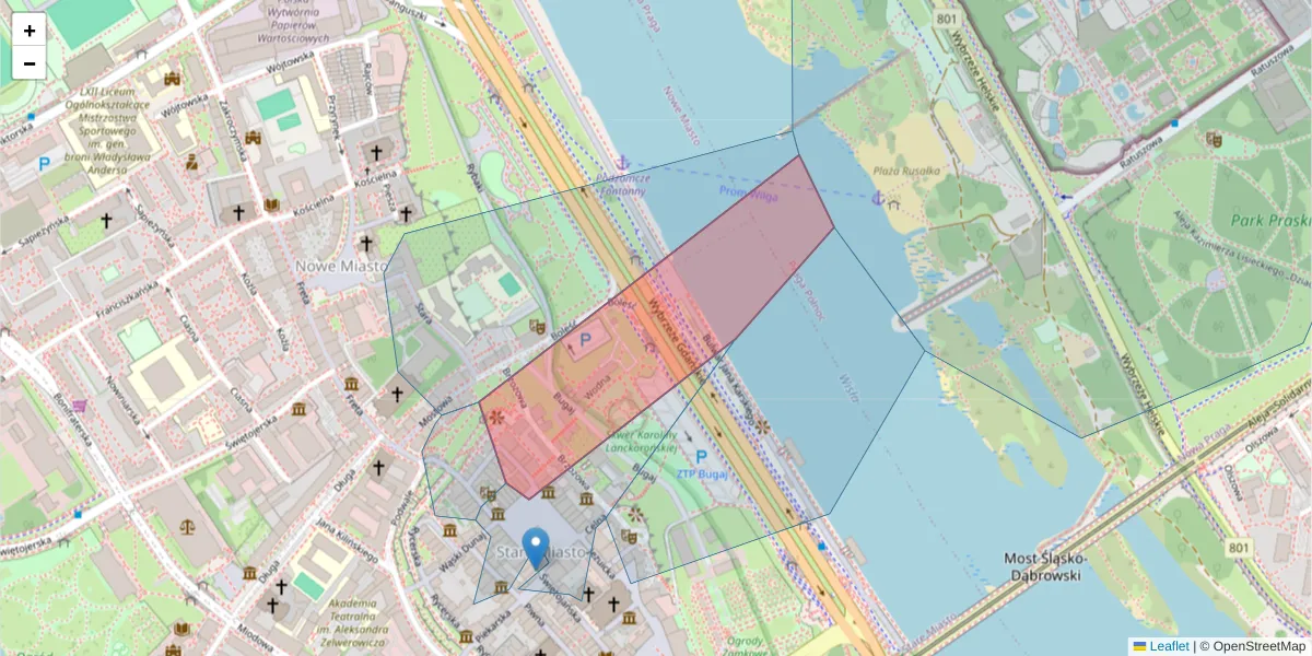 Szczegółowa mapa kodu pocztowego 00-270 z granicami, sąsiednimi kodami pocztowymi i urzędami pocztowymi