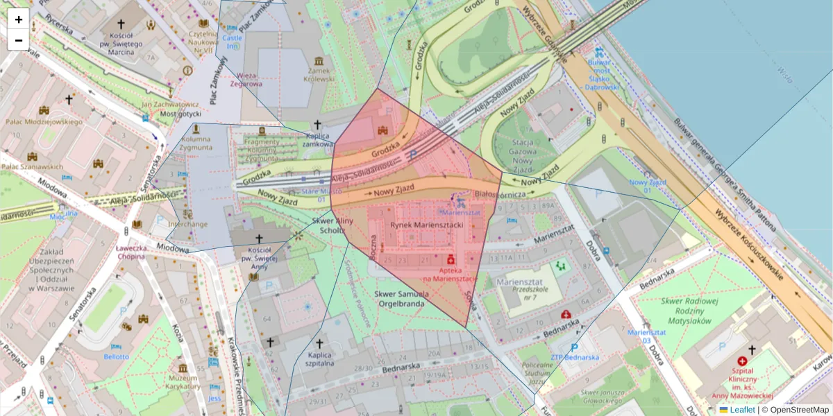 Szczegółowa mapa kodu pocztowego 00-306 z granicami, sąsiednimi kodami pocztowymi i urzędami pocztowymi