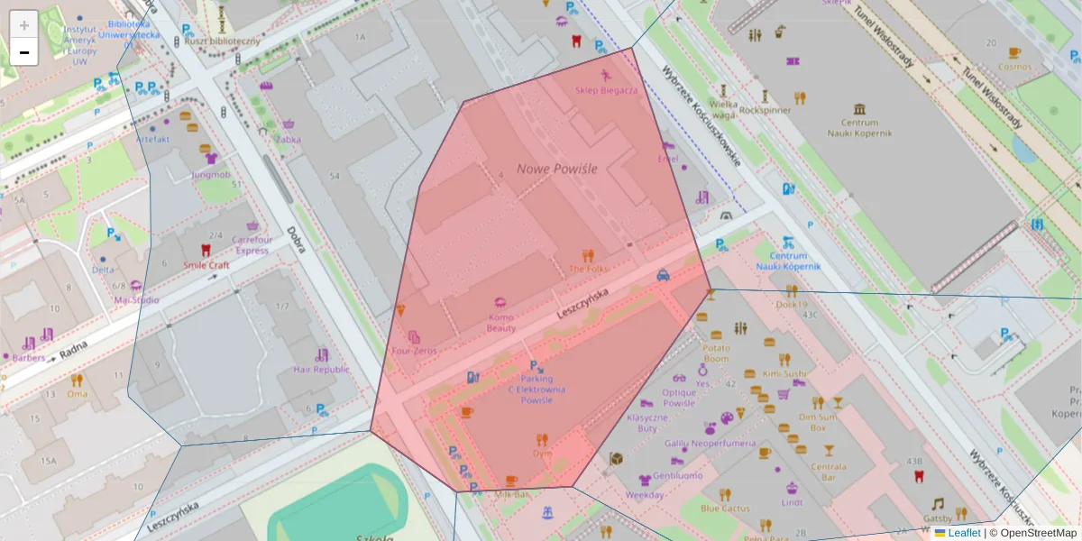 Szczegółowa mapa kodu pocztowego 00-339 z granicami, sąsiednimi kodami pocztowymi i urzędami pocztowymi