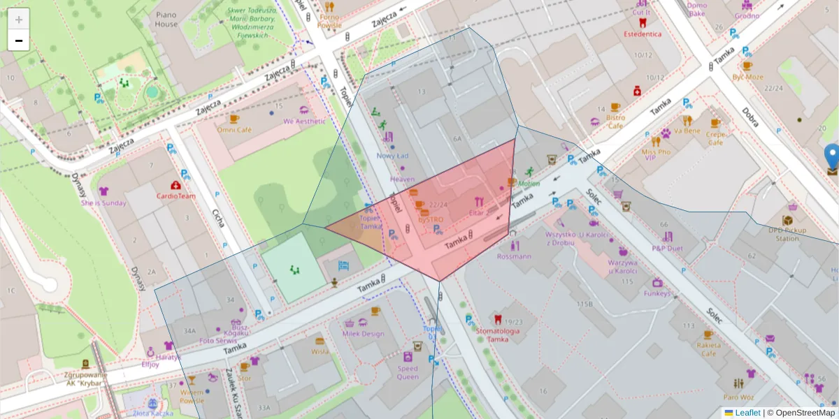 Szczegółowa mapa kodu pocztowego 00-349 z granicami, sąsiednimi kodami pocztowymi i urzędami pocztowymi