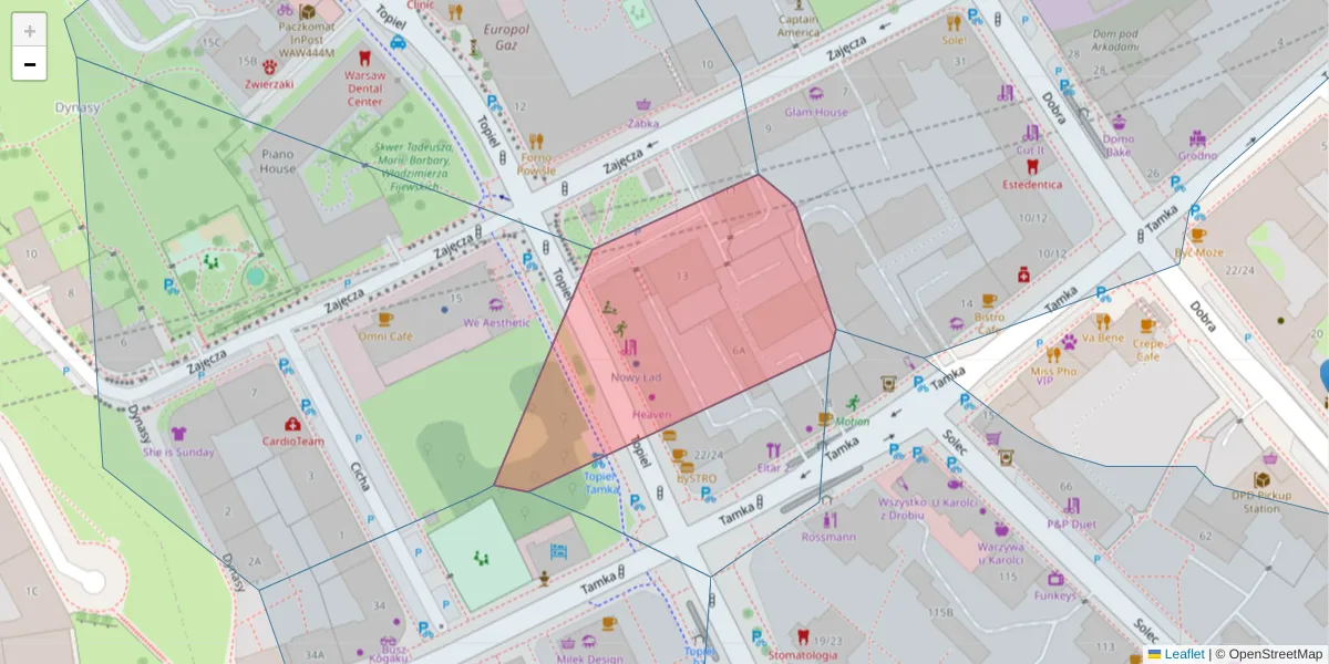 Szczegółowa mapa kodu pocztowego 00-350 z granicami, sąsiednimi kodami pocztowymi i urzędami pocztowymi