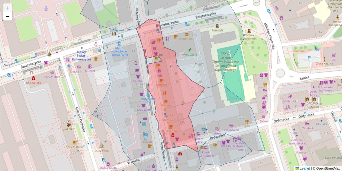 Szczegółowa mapa kodu pocztowego 00-357 z granicami, sąsiednimi kodami pocztowymi i urzędami pocztowymi