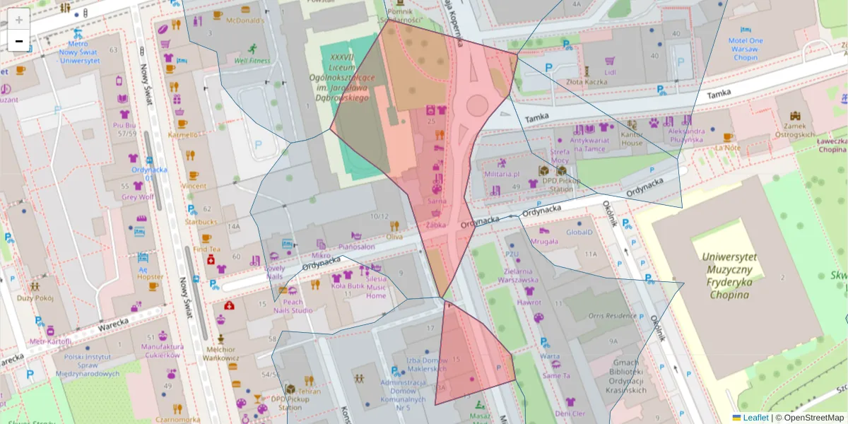 Szczegółowa mapa kodu pocztowego 00-359 z granicami, sąsiednimi kodami pocztowymi i urzędami pocztowymi