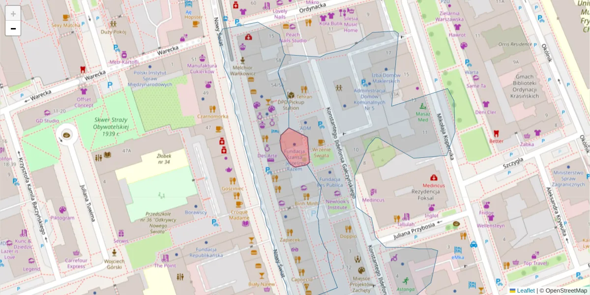 Szczegółowa mapa kodu pocztowego 00-369 z granicami, sąsiednimi kodami pocztowymi i urzędami pocztowymi