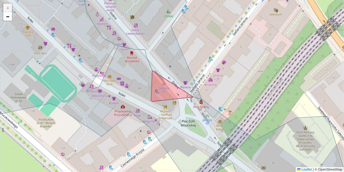 Szczegółowa mapa kodu pocztowego 00-384 z granicami, sąsiednimi kodami pocztowymi i urzędami pocztowymi