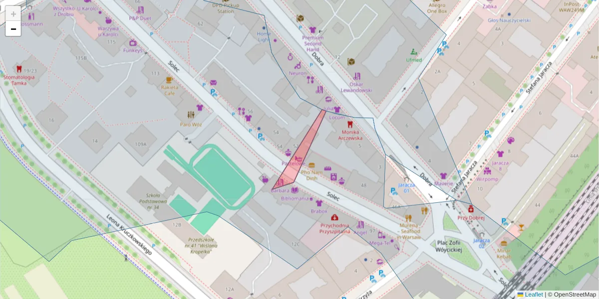 Szczegółowa mapa kodu pocztowego 00-386 z granicami, sąsiednimi kodami pocztowymi i urzędami pocztowymi