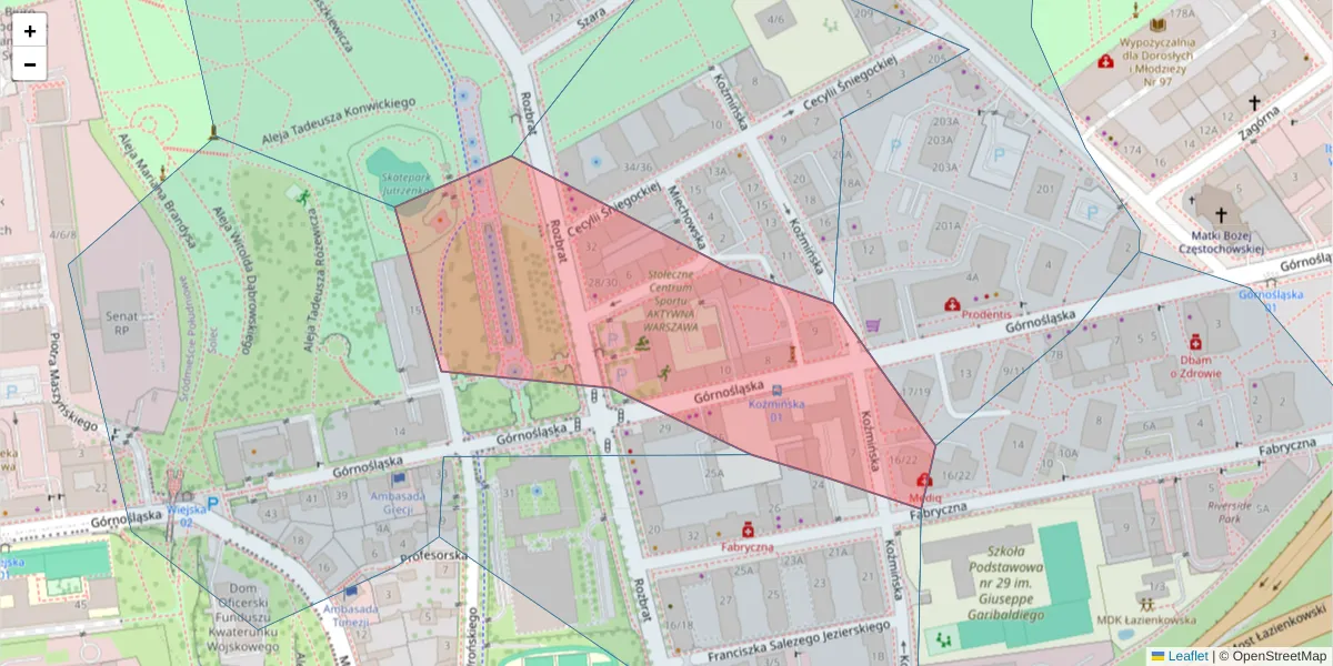 Szczegółowa mapa kodu pocztowego 00-429 z granicami, sąsiednimi kodami pocztowymi i urzędami pocztowymi