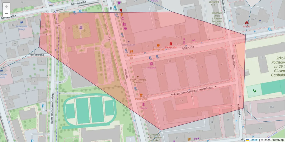 Szczegółowa mapa kodu pocztowego 00-447 z granicami, sąsiednimi kodami pocztowymi i urzędami pocztowymi