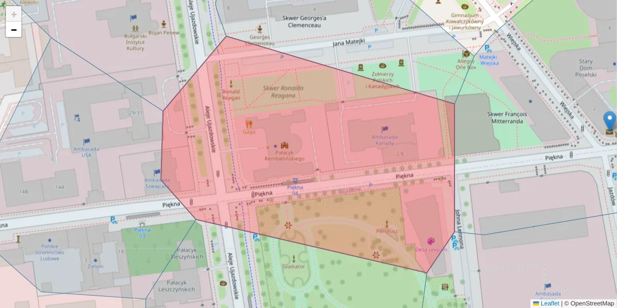 Szczegółowa mapa kodu pocztowego 00-461 z granicami, sąsiednimi kodami pocztowymi i urzędami pocztowymi