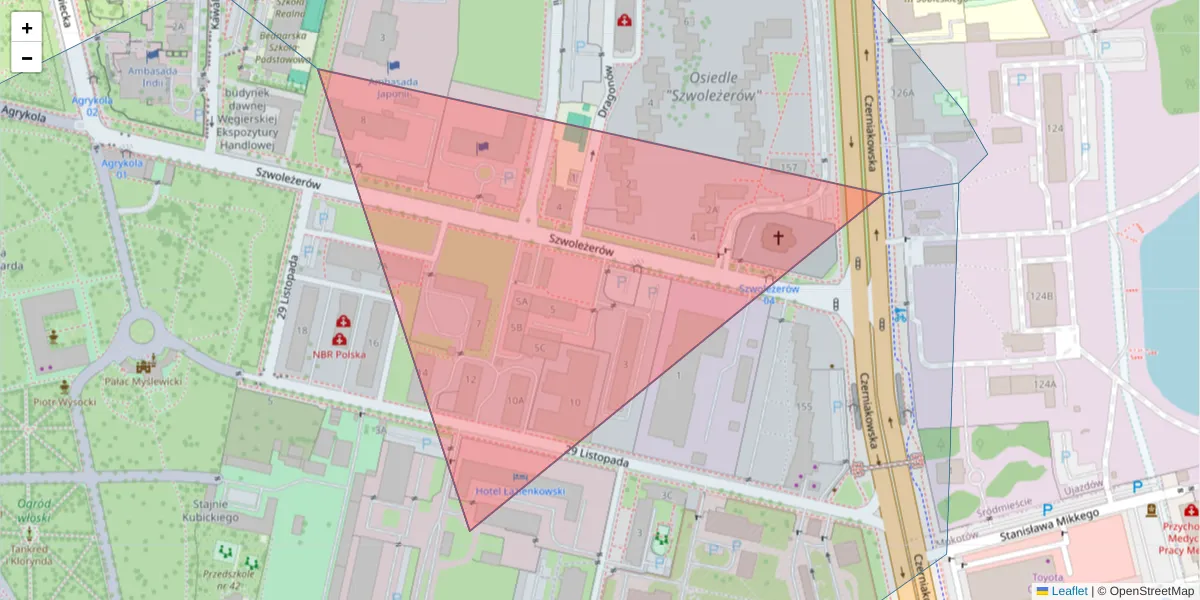 Szczegółowa mapa kodu pocztowego 00-464 z granicami, sąsiednimi kodami pocztowymi i urzędami pocztowymi