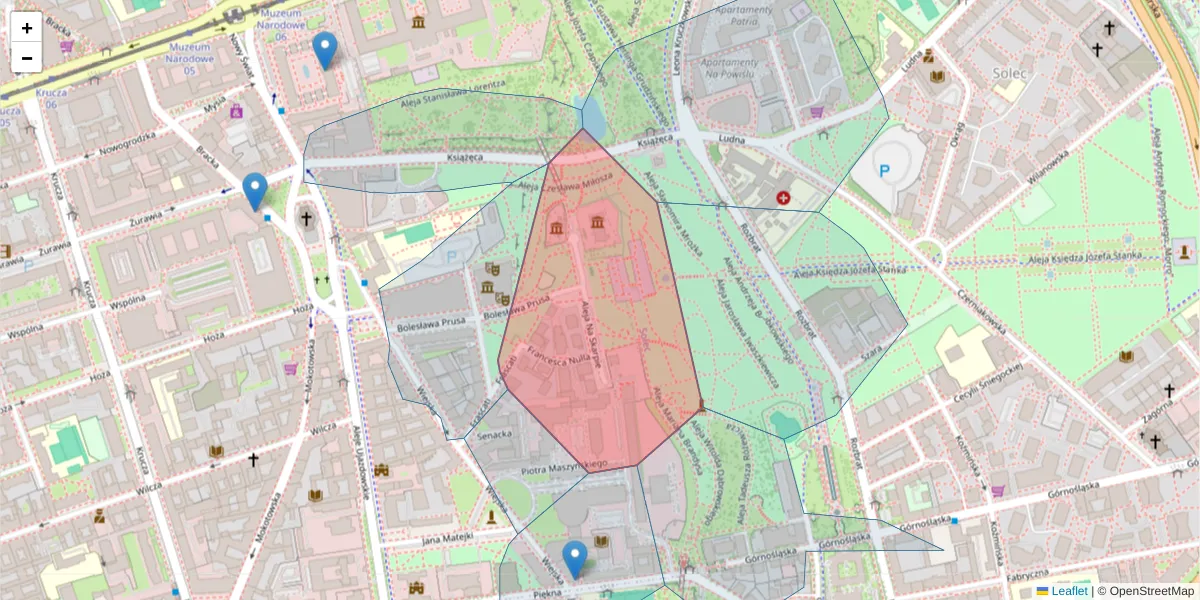 Szczegółowa mapa kodu pocztowego 00-486 z granicami, sąsiednimi kodami pocztowymi i urzędami pocztowymi
