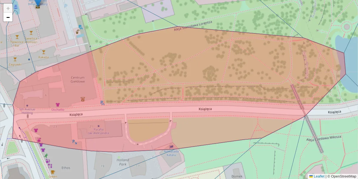 Szczegółowa mapa kodu pocztowego 00-498 z granicami, sąsiednimi kodami pocztowymi i urzędami pocztowymi