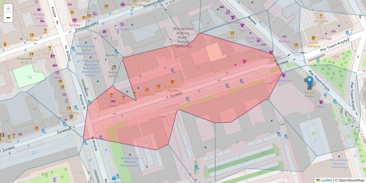 Szczegółowa mapa kodu pocztowego 00-503 z granicami, sąsiednimi kodami pocztowymi i urzędami pocztowymi