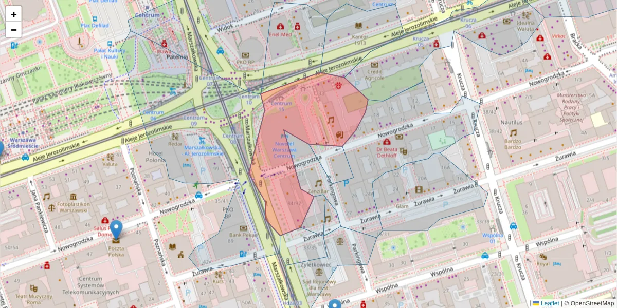 Szczegółowa mapa kodu pocztowego 00-514 z granicami, sąsiednimi kodami pocztowymi i urzędami pocztowymi