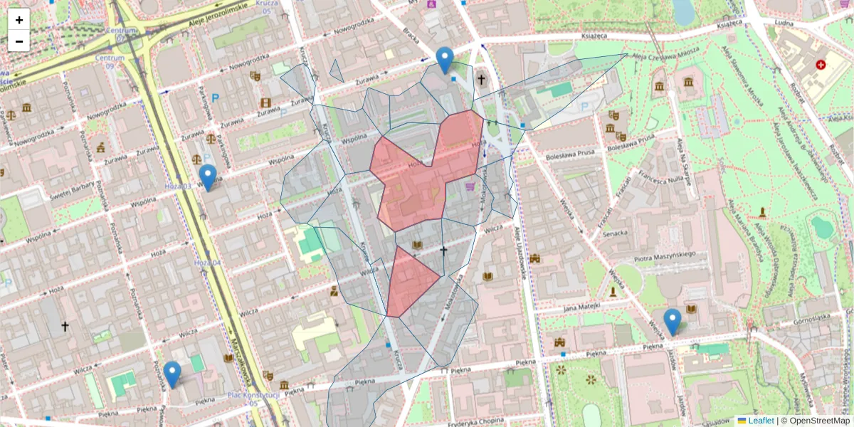 Szczegółowa mapa kodu pocztowego 00-528 z granicami, sąsiednimi kodami pocztowymi i urzędami pocztowymi