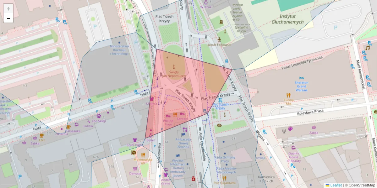 Szczegółowa mapa kodu pocztowego 00-535 z granicami, sąsiednimi kodami pocztowymi i urzędami pocztowymi