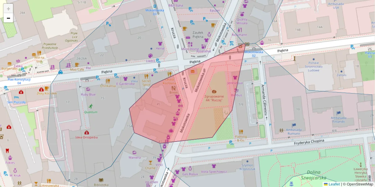Szczegółowa mapa kodu pocztowego 00-551 z granicami, sąsiednimi kodami pocztowymi i urzędami pocztowymi