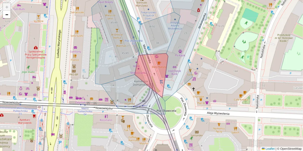 Szczegółowa mapa kodu pocztowego 00-554 z granicami, sąsiednimi kodami pocztowymi i urzędami pocztowymi