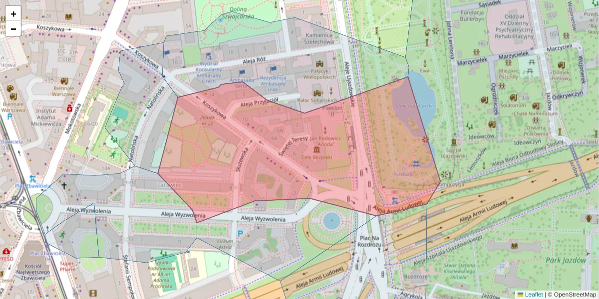 Szczegółowa mapa kodu pocztowego 00-564 z granicami, sąsiednimi kodami pocztowymi i urzędami pocztowymi