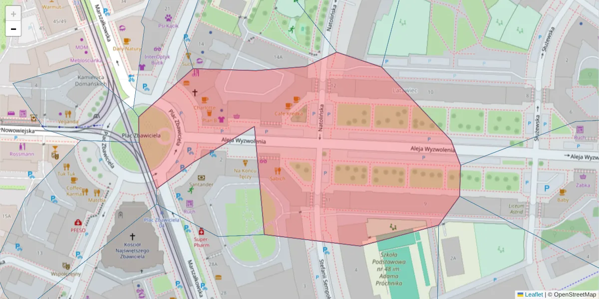 Szczegółowa mapa kodu pocztowego 00-570 z granicami, sąsiednimi kodami pocztowymi i urzędami pocztowymi