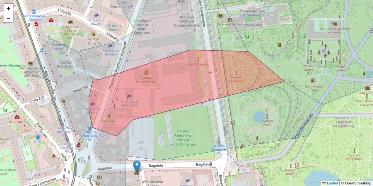 Szczegółowa mapa kodu pocztowego 00-582 z granicami, sąsiednimi kodami pocztowymi i urzędami pocztowymi