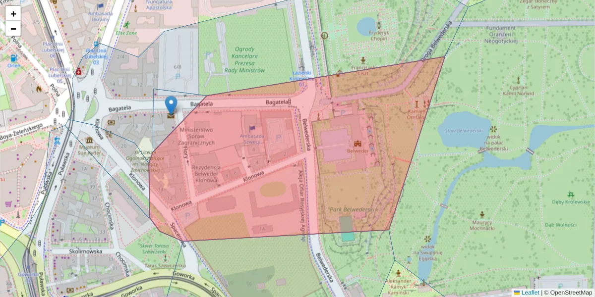 Szczegółowa mapa kodu pocztowego 00-586 z granicami, sąsiednimi kodami pocztowymi i urzędami pocztowymi