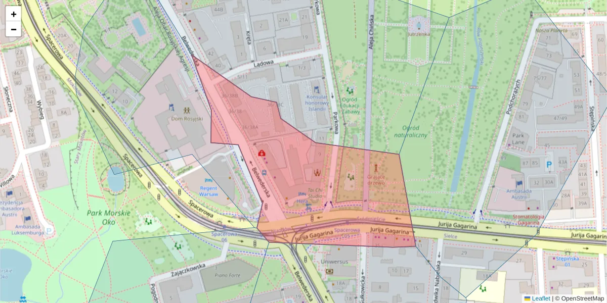 Szczegółowa mapa kodu pocztowego 00-594 z granicami, sąsiednimi kodami pocztowymi i urzędami pocztowymi