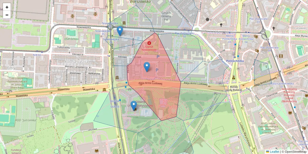 Szczegółowa mapa kodu pocztowego 00-609 z granicami, sąsiednimi kodami pocztowymi i urzędami pocztowymi