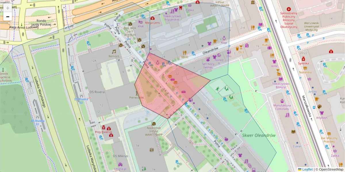 Szczegółowa mapa kodu pocztowego 00-630 z granicami, sąsiednimi kodami pocztowymi i urzędami pocztowymi