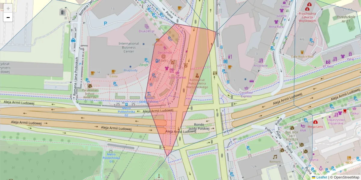 Szczegółowa mapa kodu pocztowego 00-633 z granicami, sąsiednimi kodami pocztowymi i urzędami pocztowymi