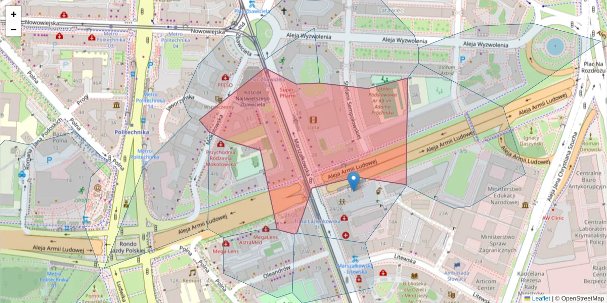 Szczegółowa mapa kodu pocztowego 00-639 z granicami, sąsiednimi kodami pocztowymi i urzędami pocztowymi