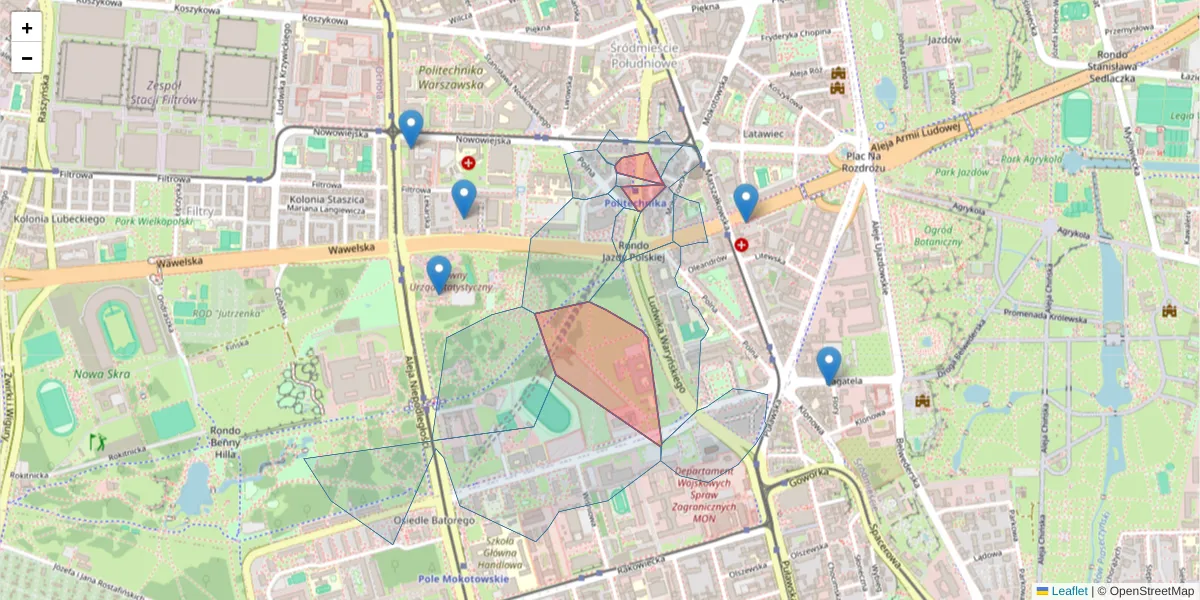Szczegółowa mapa kodu pocztowego 00-645 z granicami, sąsiednimi kodami pocztowymi i urzędami pocztowymi