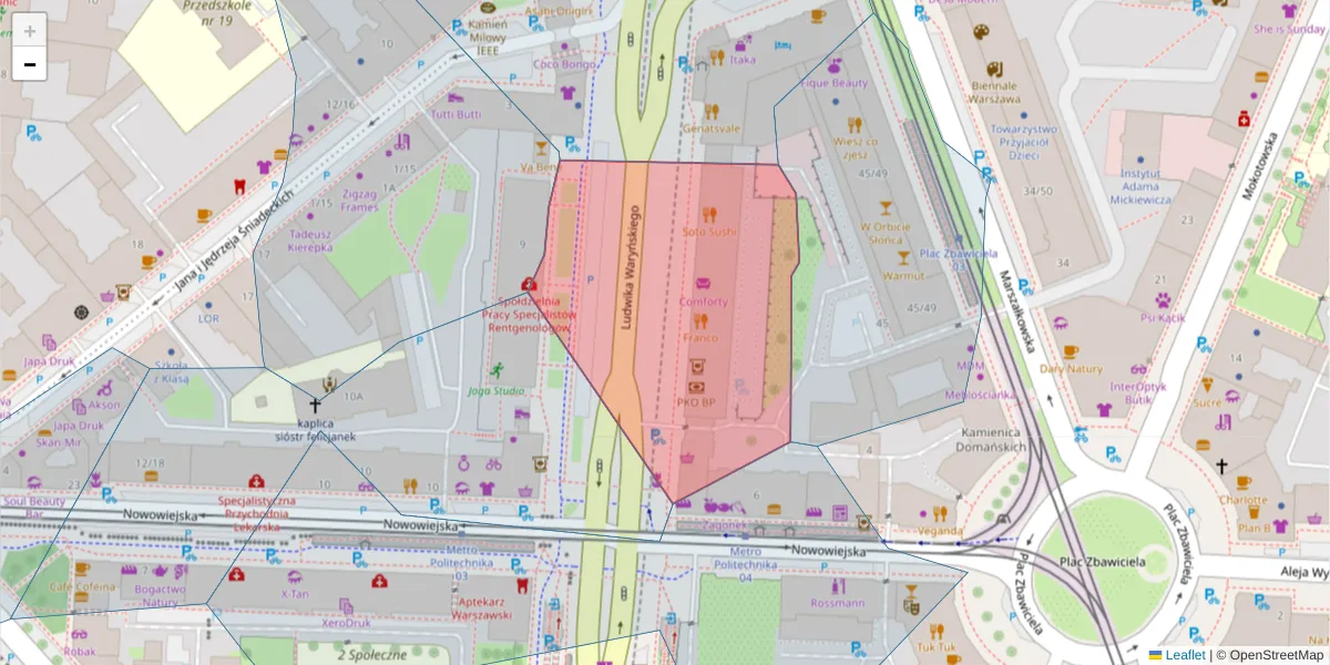 Szczegółowa mapa kodu pocztowego 00-650 z granicami, sąsiednimi kodami pocztowymi i urzędami pocztowymi