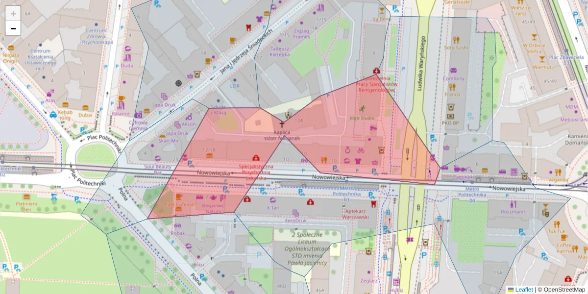 Szczegółowa mapa kodu pocztowego 00-653 z granicami, sąsiednimi kodami pocztowymi i urzędami pocztowymi