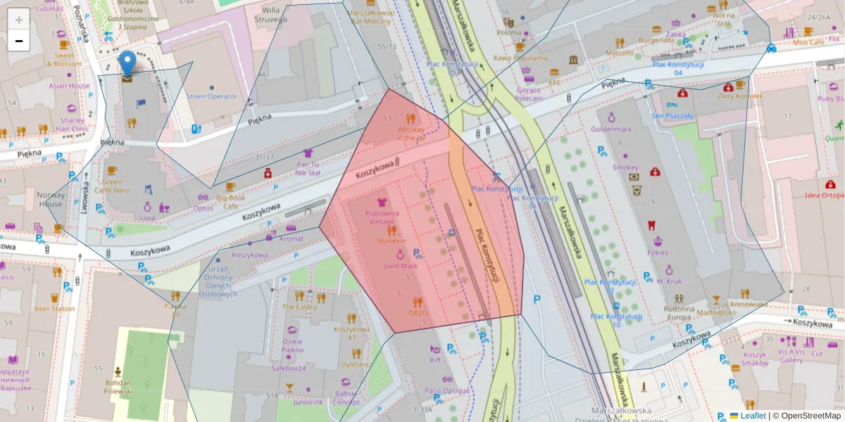Szczegółowa mapa kodu pocztowego 00-657 z granicami, sąsiednimi kodami pocztowymi i urzędami pocztowymi