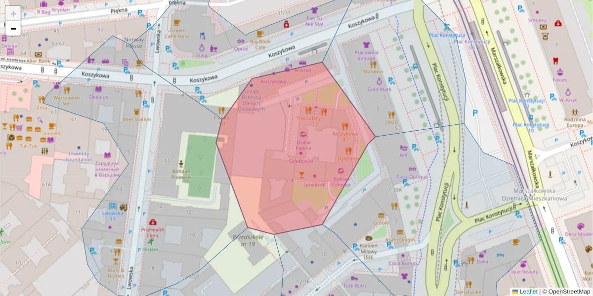 Szczegółowa mapa kodu pocztowego 00-659 z granicami, sąsiednimi kodami pocztowymi i urzędami pocztowymi